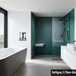 화장실 시설 유지보수 - **Prompt:** "A pristine, modern bathroom with a focus on eco-friendly design. The centerpiece is a s...