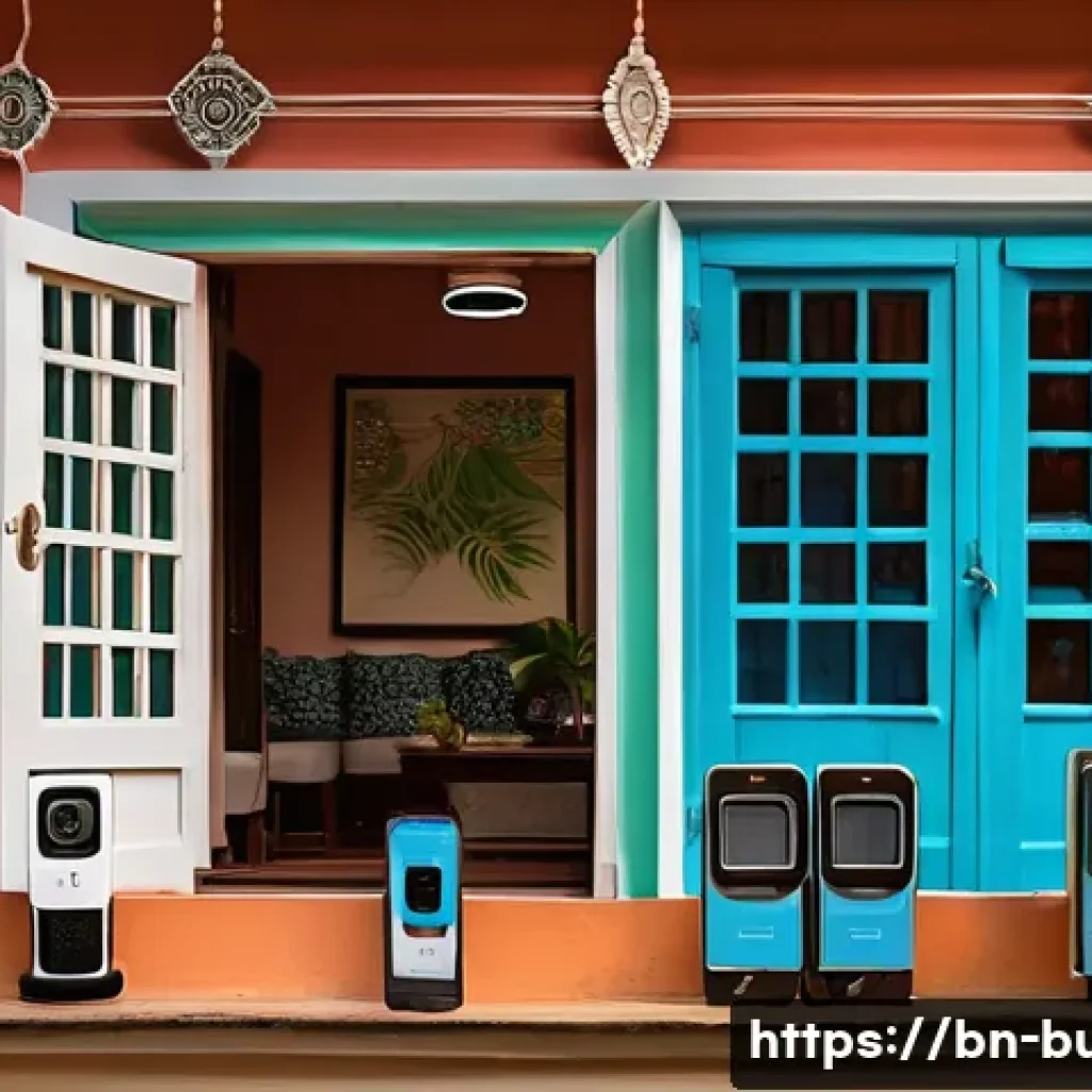 건물 방범 시스템 비용 - A modern Bengali household setting featuring multiple CCTV cameras installed around the exterior and...