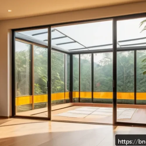 건물 단열 공사 - A modern home interior showcasing advanced thermal insulation technology: detailed cross-section vie...