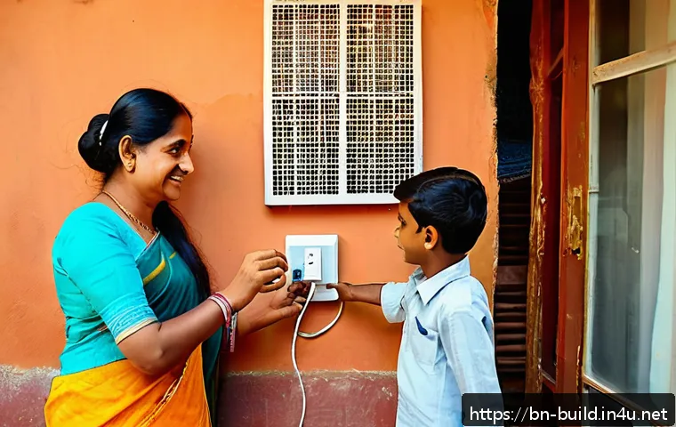 공용 전기료 분쟁 사례 - A detailed illustration of a Bengali family at home managing their electricity usage consciously: a ...